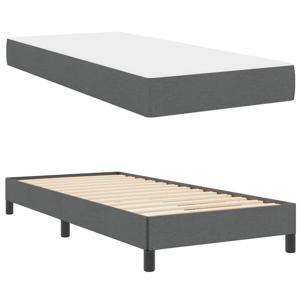 Boxspringbett mit Matratze Dunkelgrau 100 x 200 cm Stoff