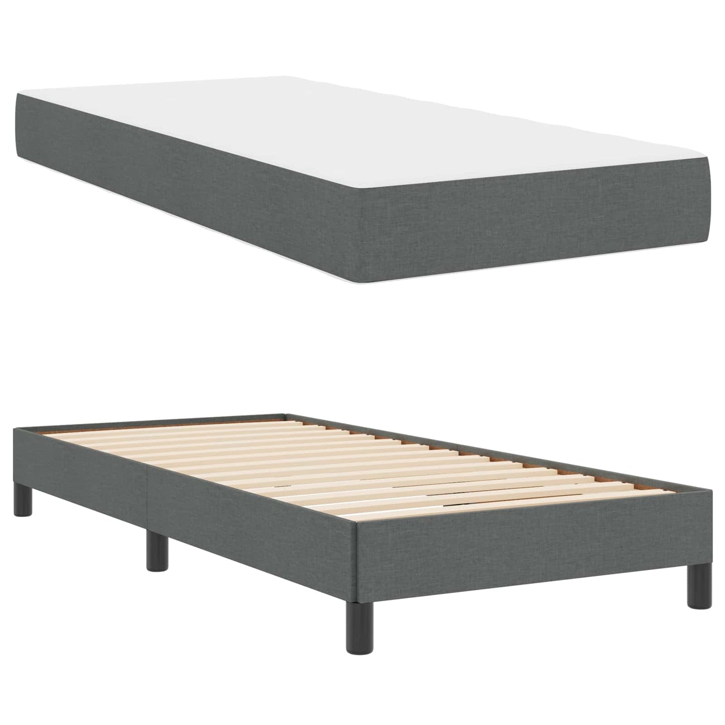Boxspringbett mit Matratze Dunkelgrau 100 x 200 cm Stoff