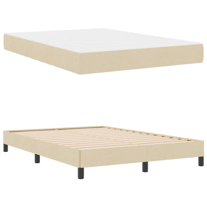 Boxspringbett mit Matratze Creme 140 x 190 cm Stoff