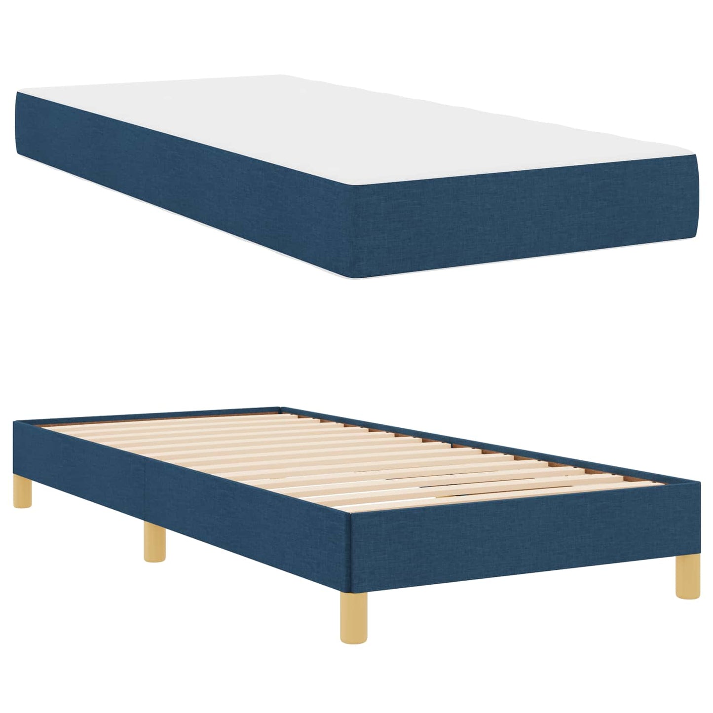 Boxspringbett mit Matratze Blau 90 x 190 cm Stoff