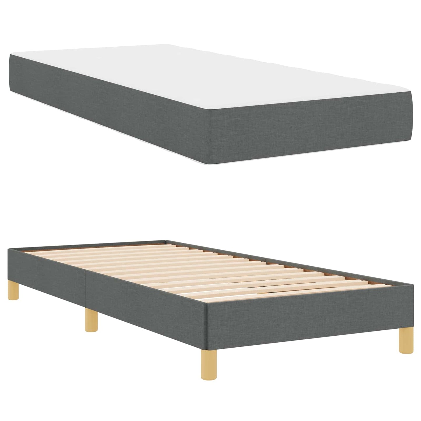 Boxspringbett mit Matratze Dunkelgrau 100 x 200 cm Stoff