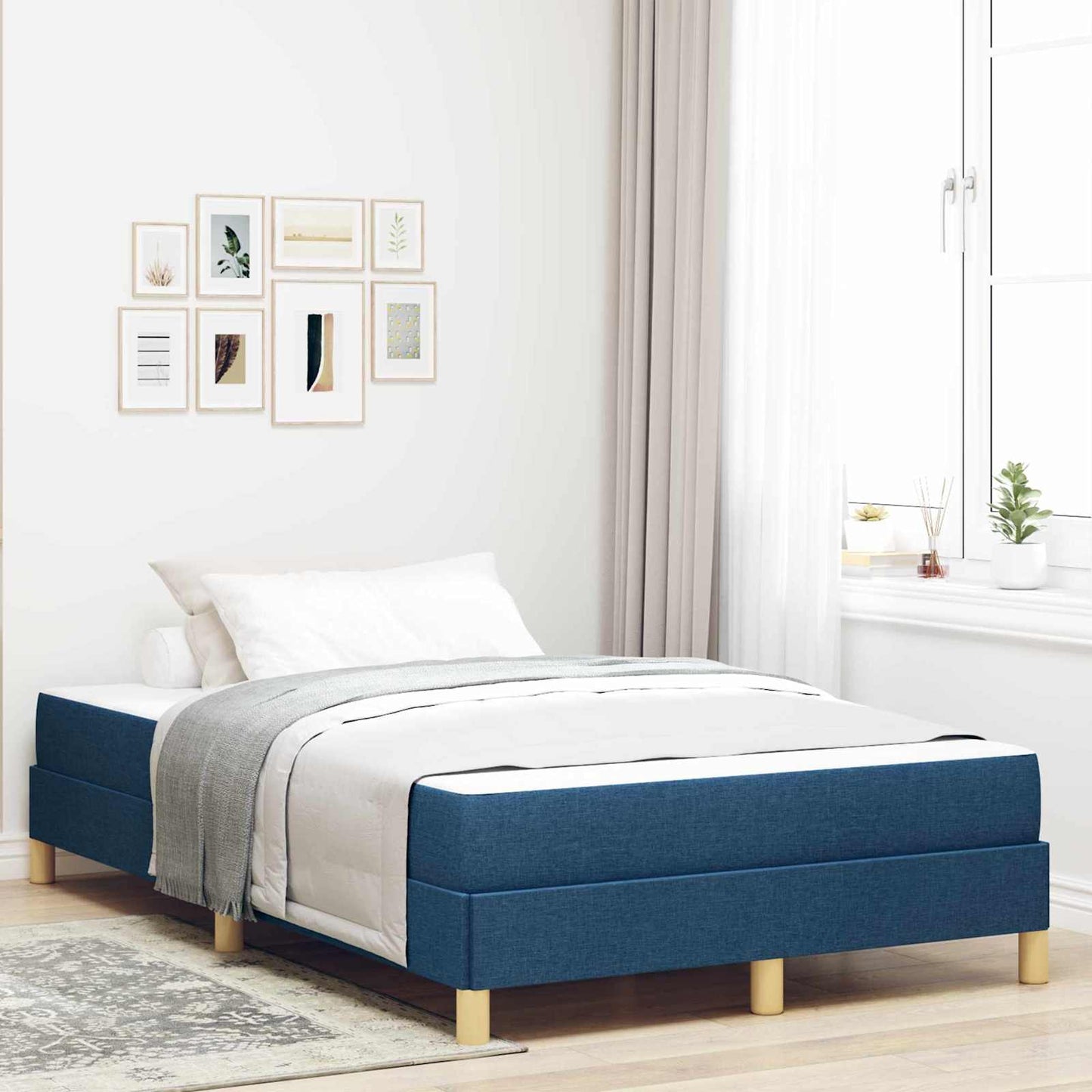 Boxspringbett mit Matratze Blau 120 x 200 cm Stoff