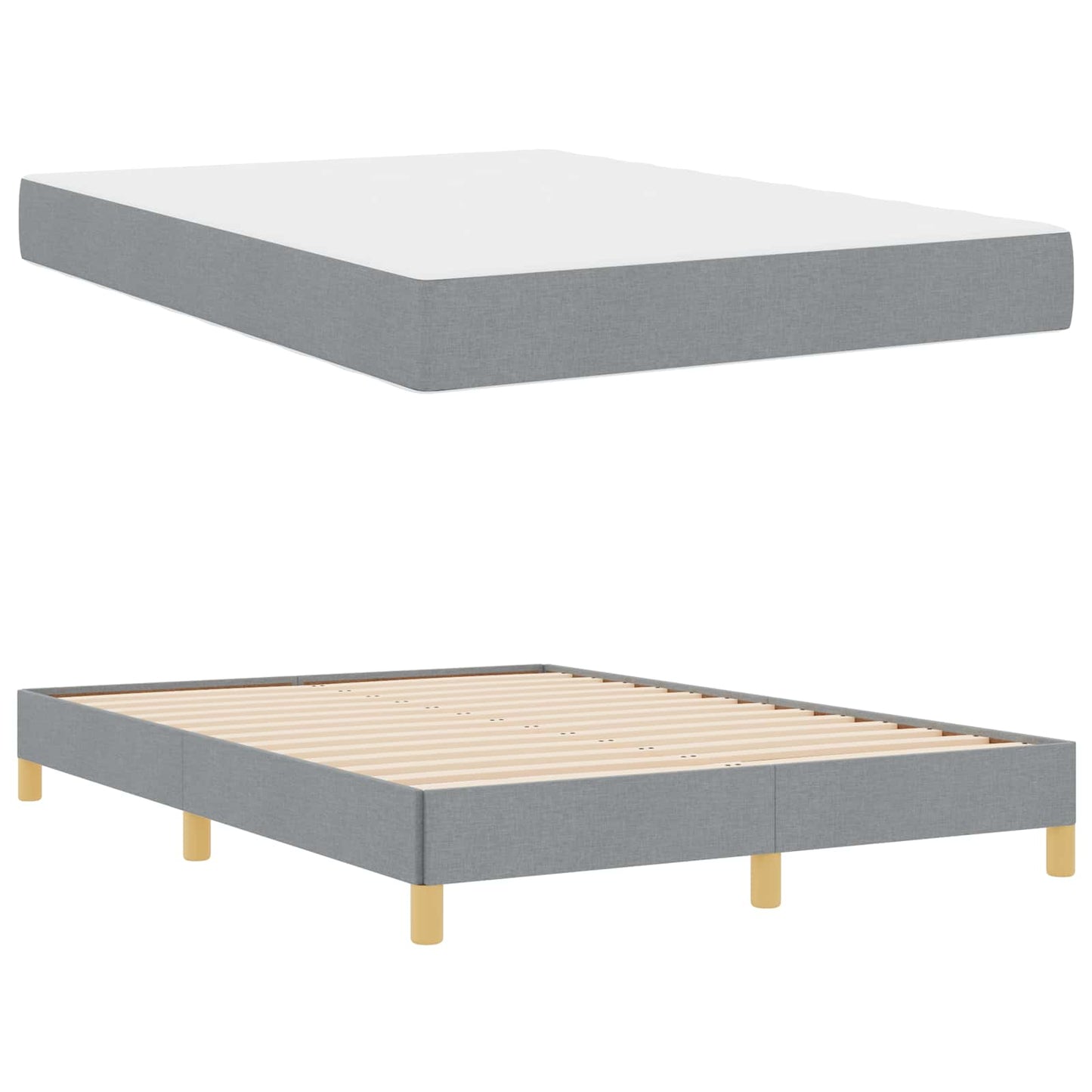 vidaXL Boxspringbett mit Matratze Hellgrau 160 x 200 cm Stoff