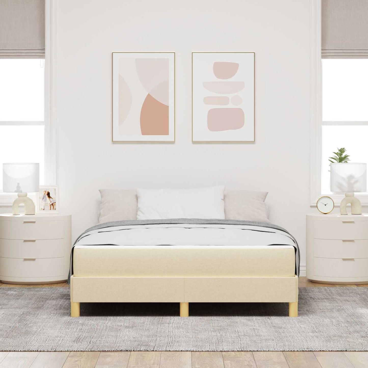 Boxspringbett mit Matratze Creme 160 x 200 cm Stoff