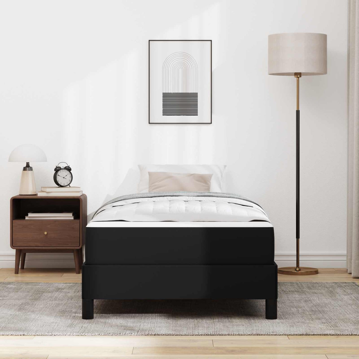 Bettrahmen mit Matratze Schwarz 90 x 200 cm Stoff