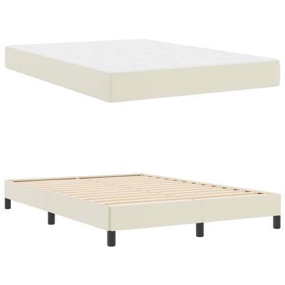 Bettrahmen mit Matratze Creme 140 x 190 cm Stoff
