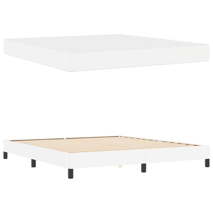 Bettrahmen mit Matratze Reinweiß 180 x 200 cm Stoff