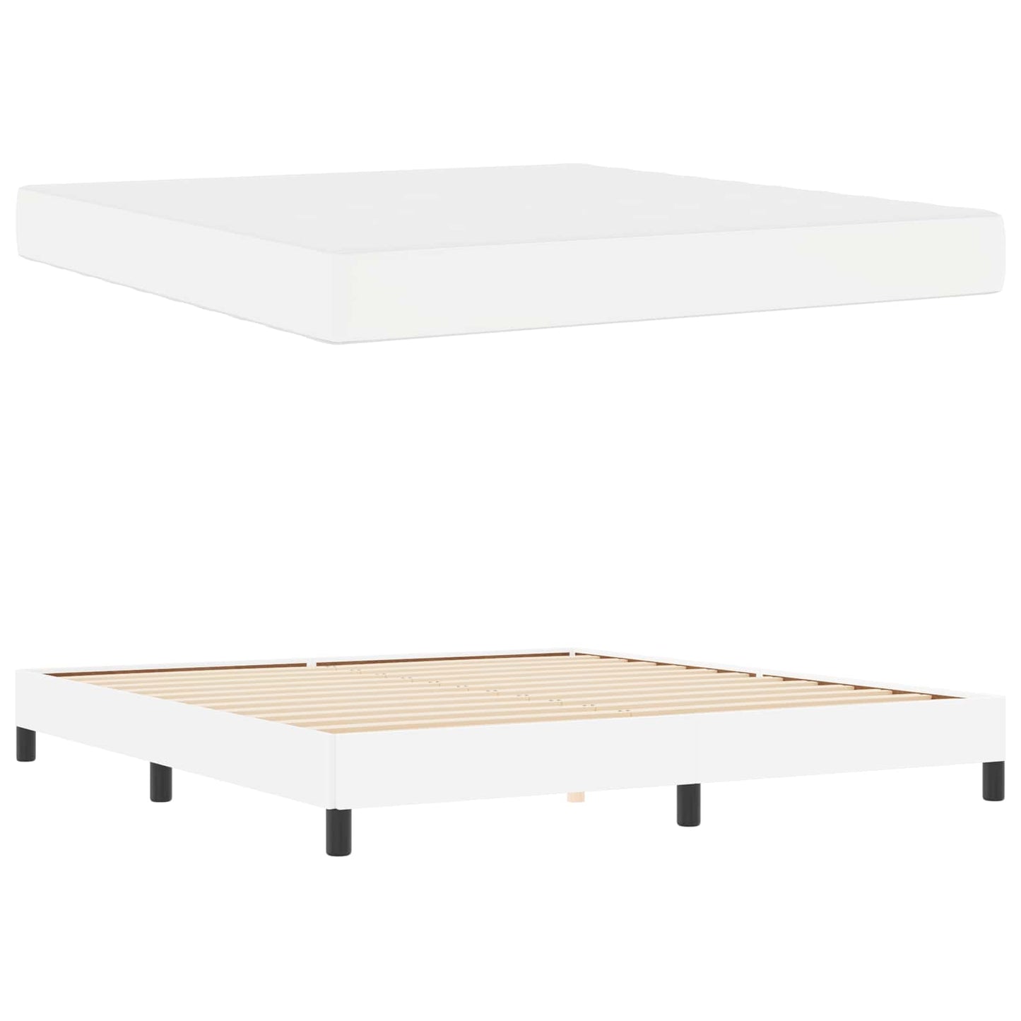 Bettrahmen mit Matratze Reinweiß 180 x 200 cm Stoff