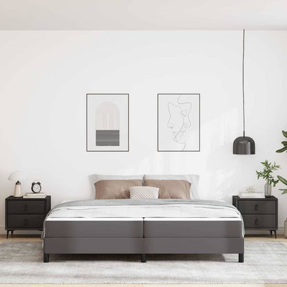 Bettrahmen mit Matratze Grau 200 x 200 cm Stoff