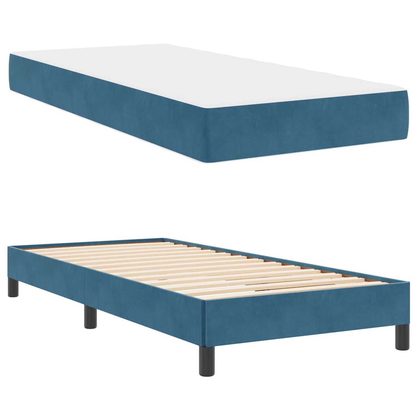 Boxspringbett mit Matratze Dunkelblau 90 x 190 cm Stoff