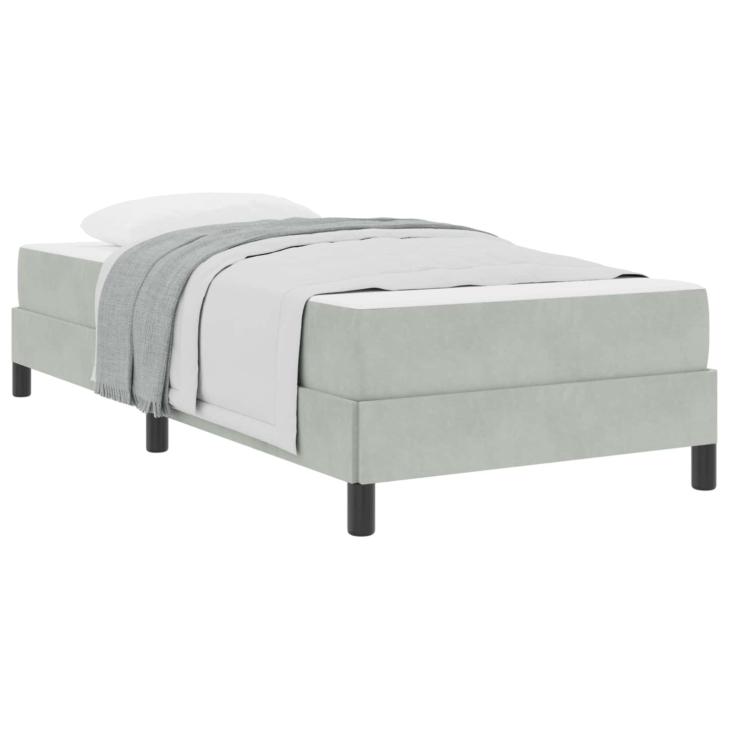 Boxspringbett mit Matratze Hellgrau 90 x 200 cm Stoff