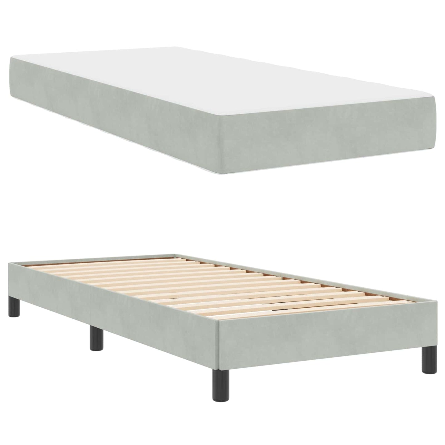 Boxspringbett mit Matratze Hellgrau 90 x 200 cm Stoff