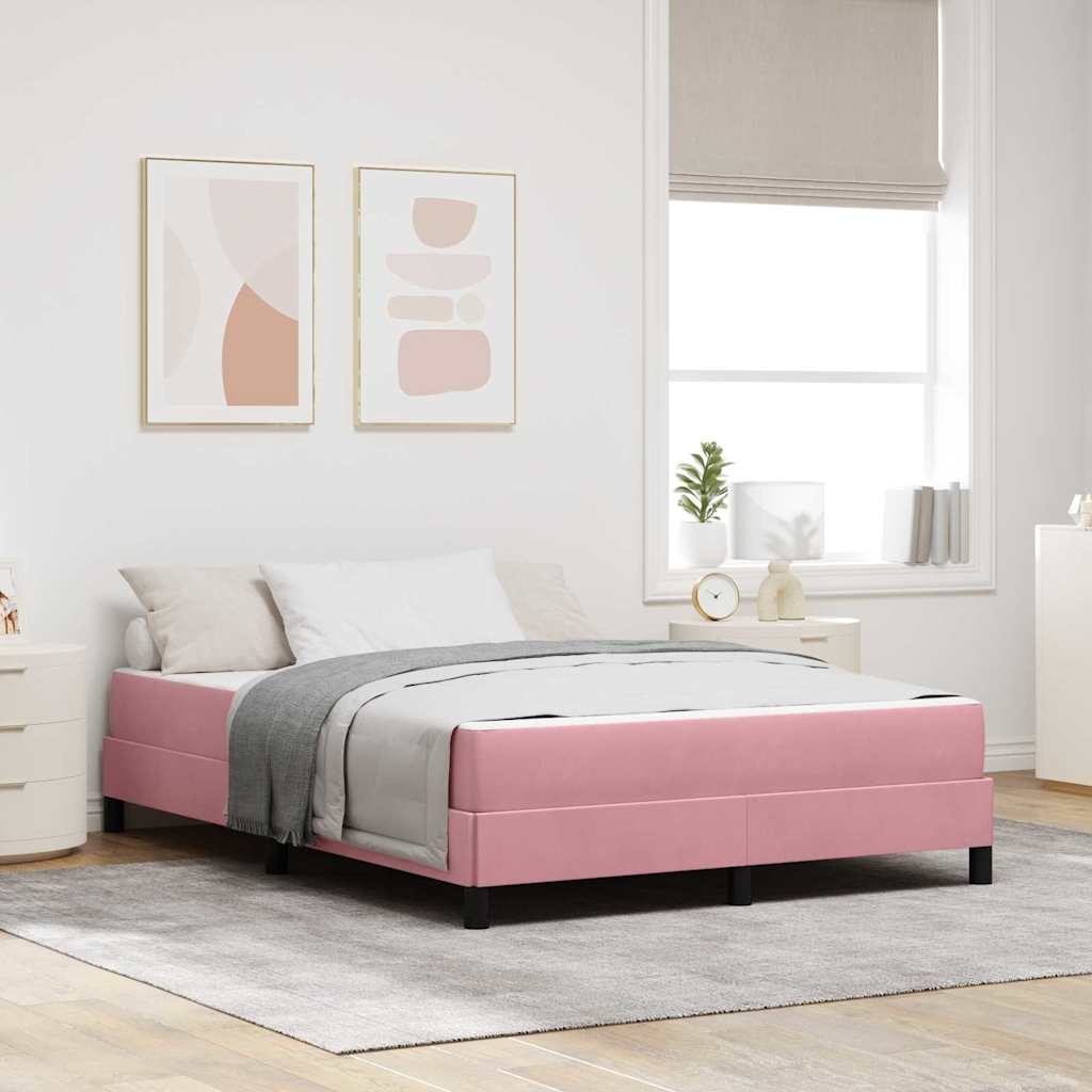 Boxspringbett mit Matratze Rosa 140 x 190 cm Stoff