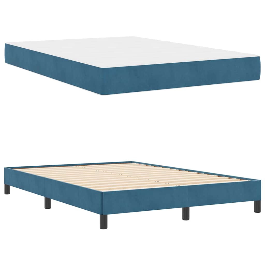 Boxspringbett mit Matratze Dunkelblau 140 x 200 cm Stoff