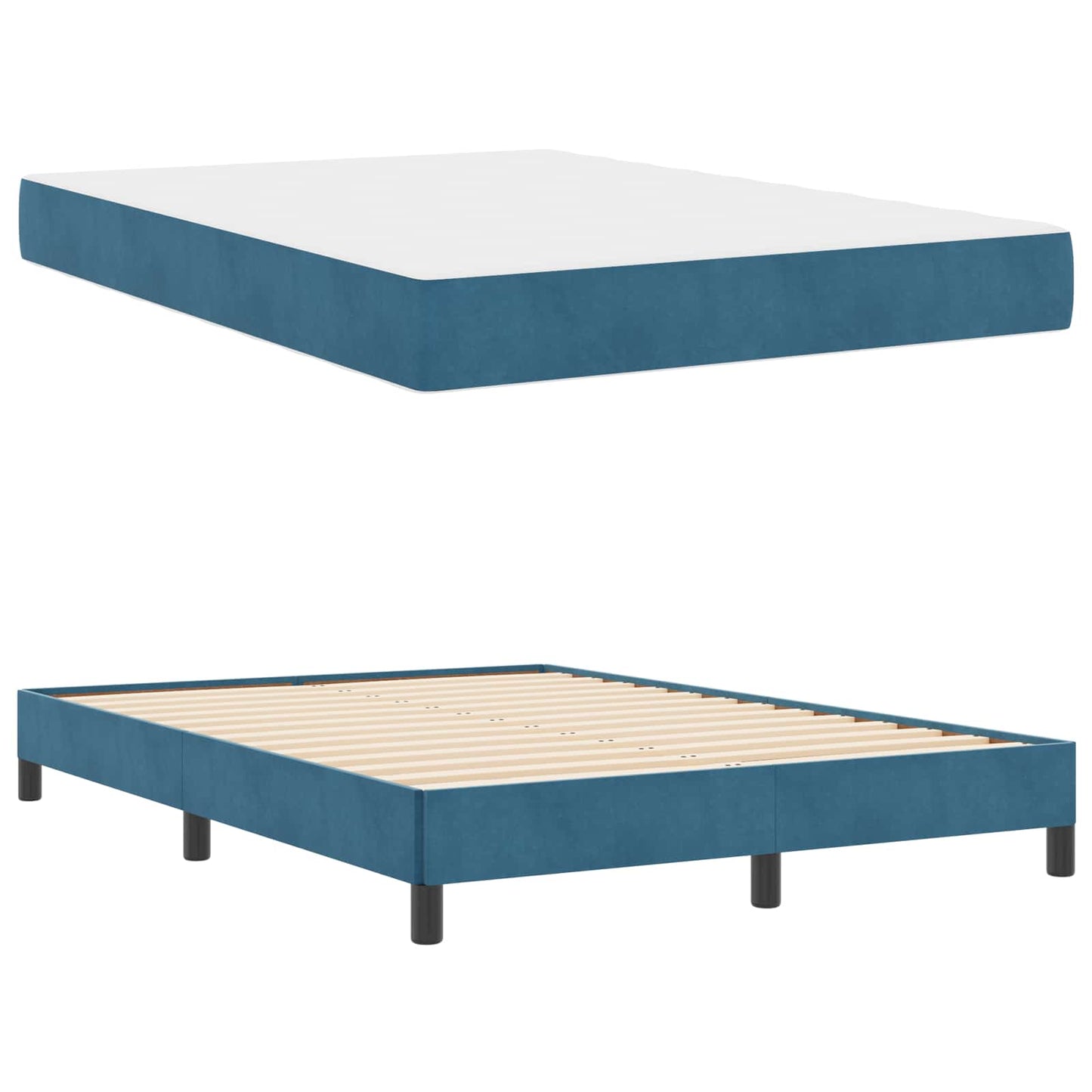 Boxspringbett mit Matratze Dunkelblau 140 x 200 cm Stoff