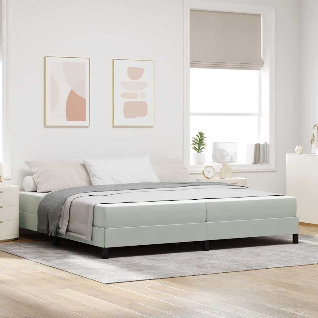 vidaXL Boxspringbett mit Matratze Hellgrau 200 x 200 cm Stoff