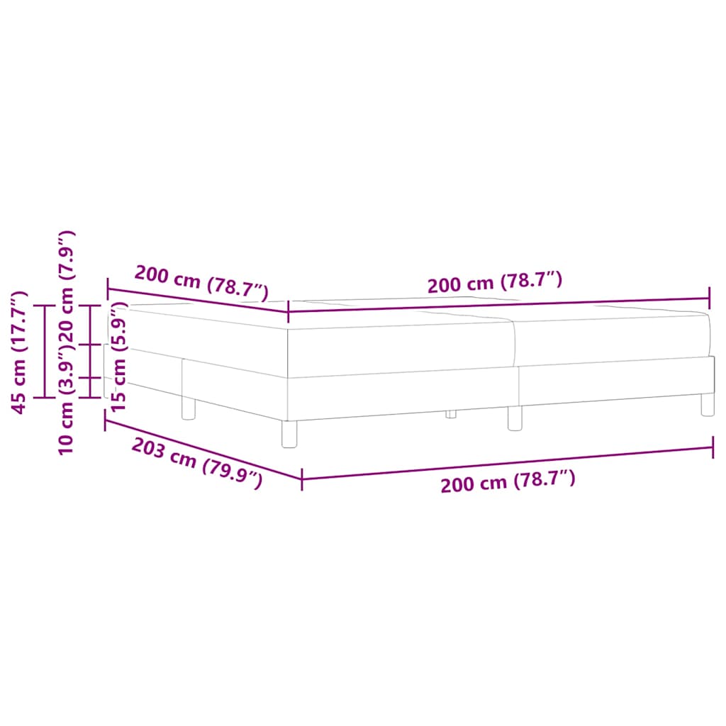vidaXL Boxspringbett mit Matratze Hellgrau 200 x 200 cm Stoff