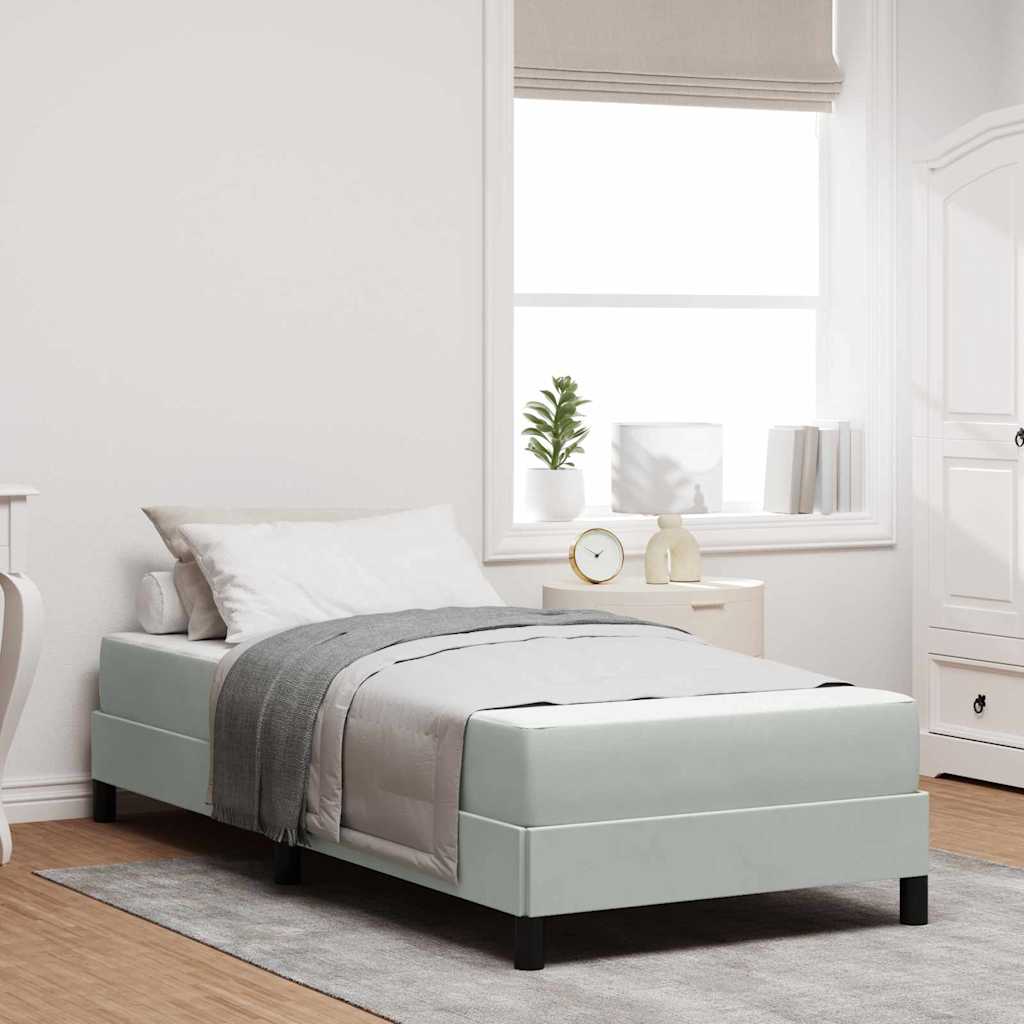 vidaXL Boxspringbett mit Matratze Hellgrau 80 x 210 cm Stoff
