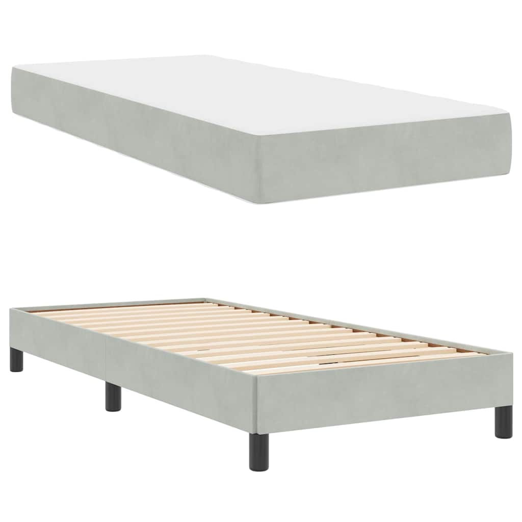 vidaXL Boxspringbett mit Matratze Hellgrau 80 x 210 cm Stoff