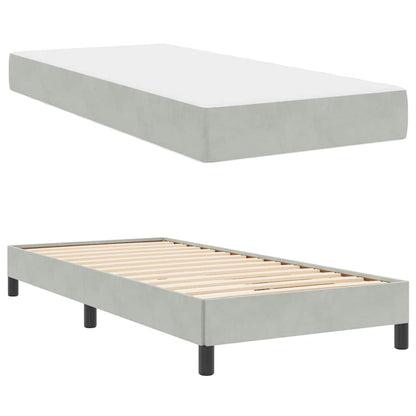 vidaXL Boxspringbett mit Matratze Hellgrau 80 x 210 cm Stoff