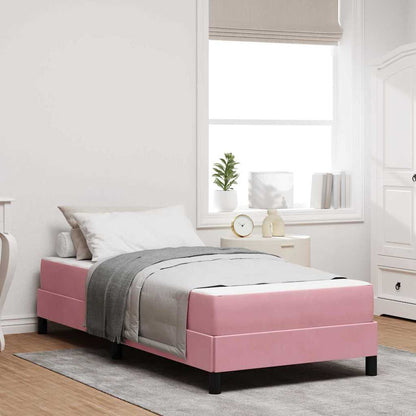 vidaXL Boxspringbett mit Matratze Rosa 80 x 210 cm Stoff