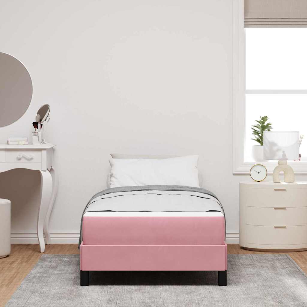 vidaXL Boxspringbett mit Matratze Rosa 80 x 210 cm Stoff