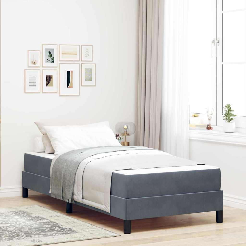vidaXL Boxspringbett mit Matratze Dunkelgrau 100 x 210 cm Stoff