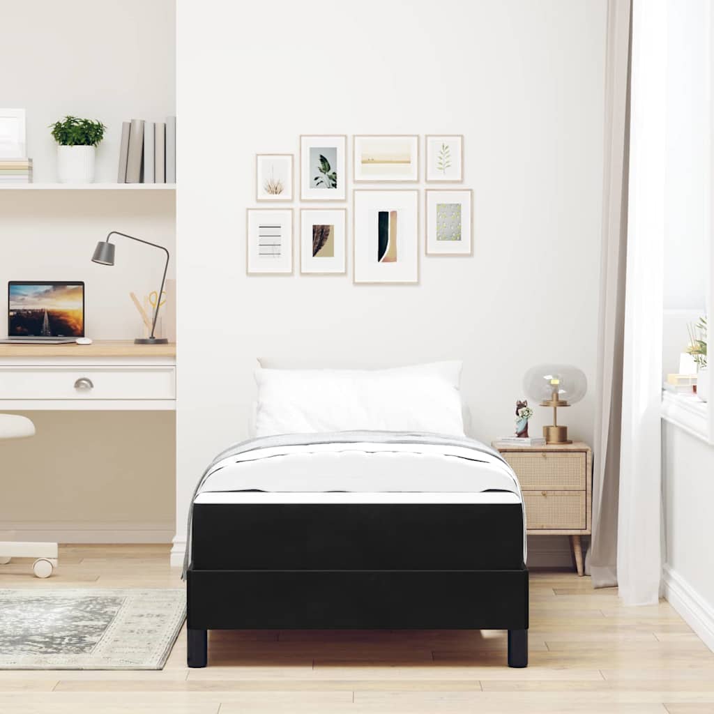 vidaXL Boxspringbett mit Matratze Schwarz 100 x 210 cm Stoff