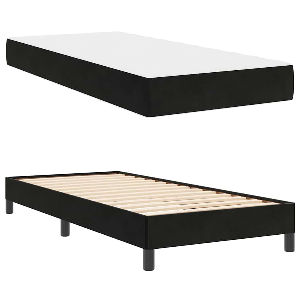 vidaXL Boxspringbett mit Matratze Schwarz 100 x 210 cm Stoff