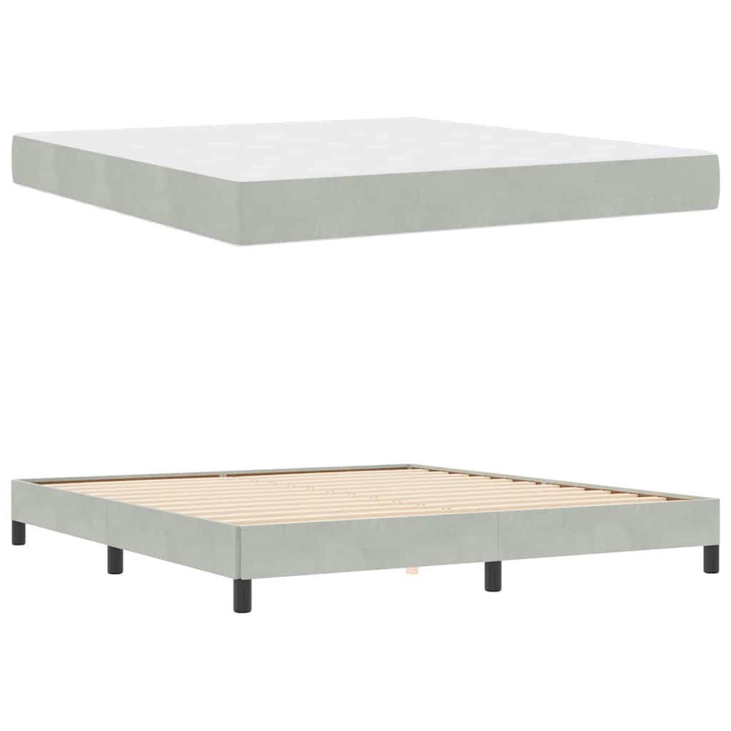 vidaXL Boxspringbett mit Matratze Hellgrau 180 x 210 cm Stoff