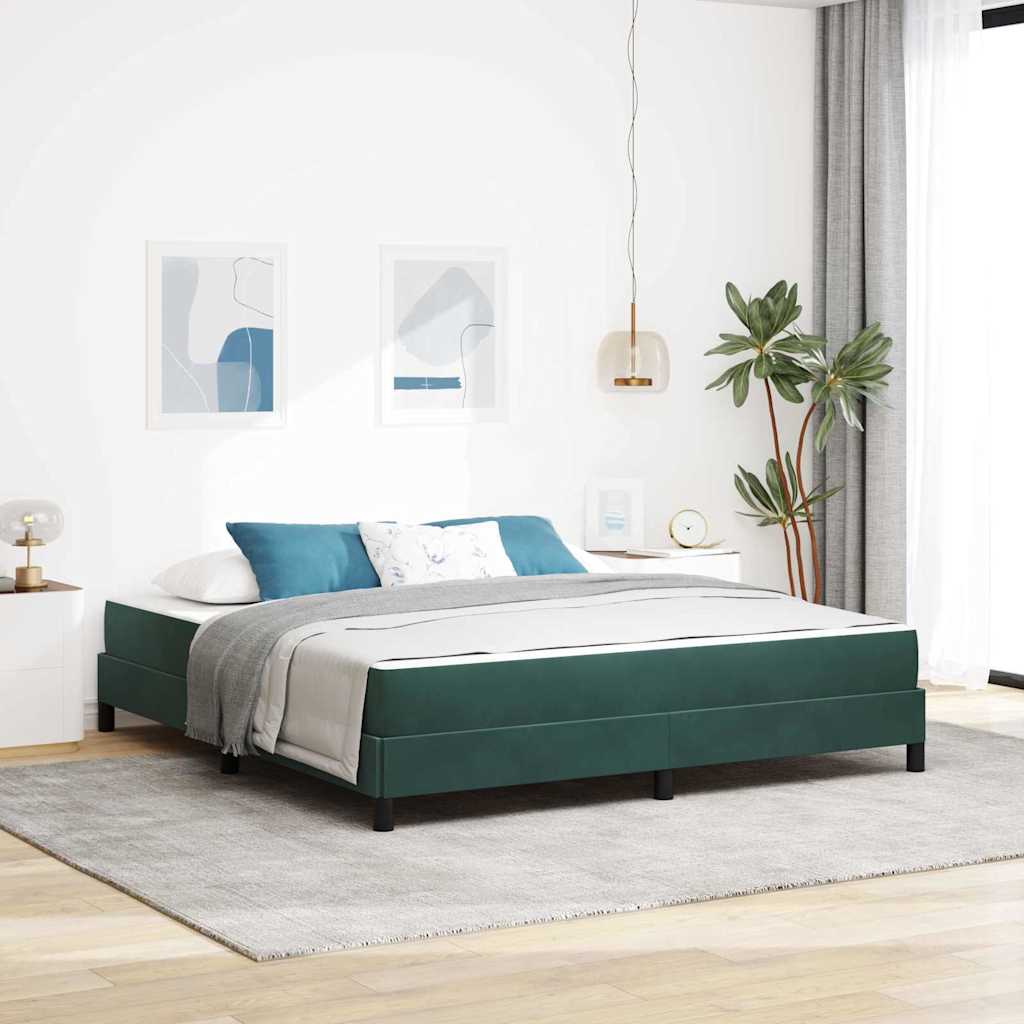vidaXL Boxspringbett mit Matratze Dunkelgrün 180 x 210 cm Stoff