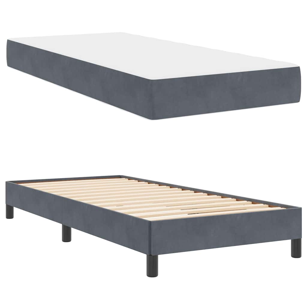 Boxspringbett mit Matratze Dunkelgrau 80 x 220 cm Stoff