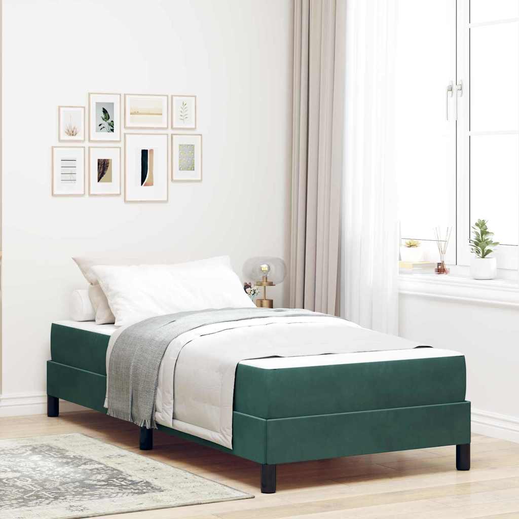 vidaXL Boxspringbett mit Matratze Dunkelgrün 90 x 220 cm Stoff