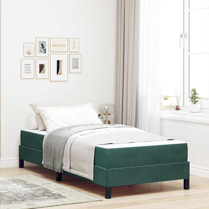 vidaXL Boxspringbett mit Matratze Dunkelgrün 90 x 220 cm Stoff