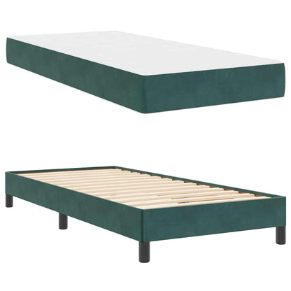 vidaXL Boxspringbett mit Matratze Dunkelgrün 90 x 220 cm Stoff