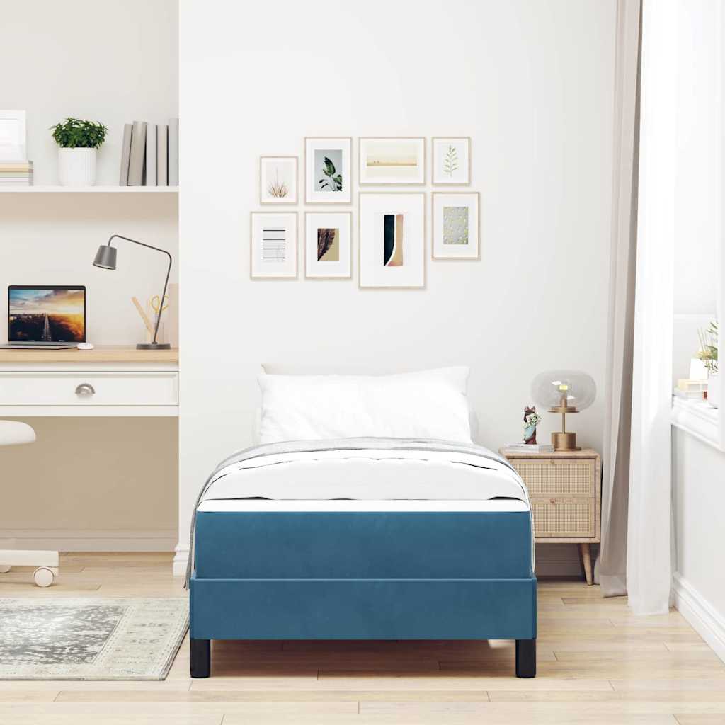vidaXL Boxspringbett mit Matratze Dunkelblau 100 x 220 cm Stoff