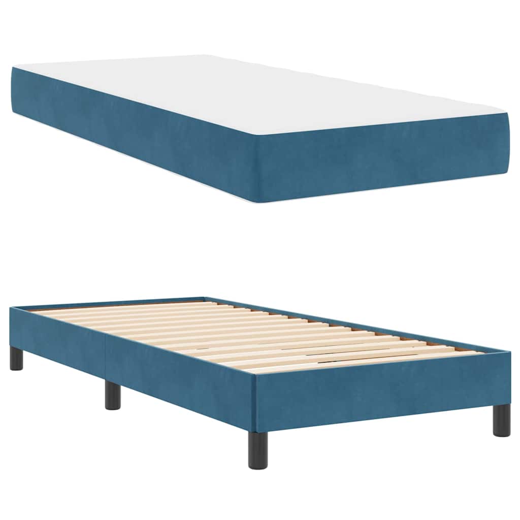 vidaXL Boxspringbett mit Matratze Dunkelblau 100 x 220 cm Stoff