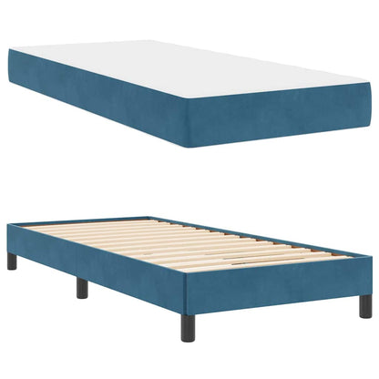 vidaXL Boxspringbett mit Matratze Dunkelblau 100 x 220 cm Stoff
