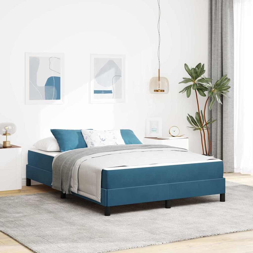 vidaXL Boxspringbett mit Matratze Dunkelblau 160 x 220 cm Stoff