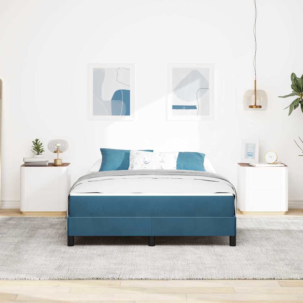 vidaXL Boxspringbett mit Matratze Dunkelblau 160 x 220 cm Stoff