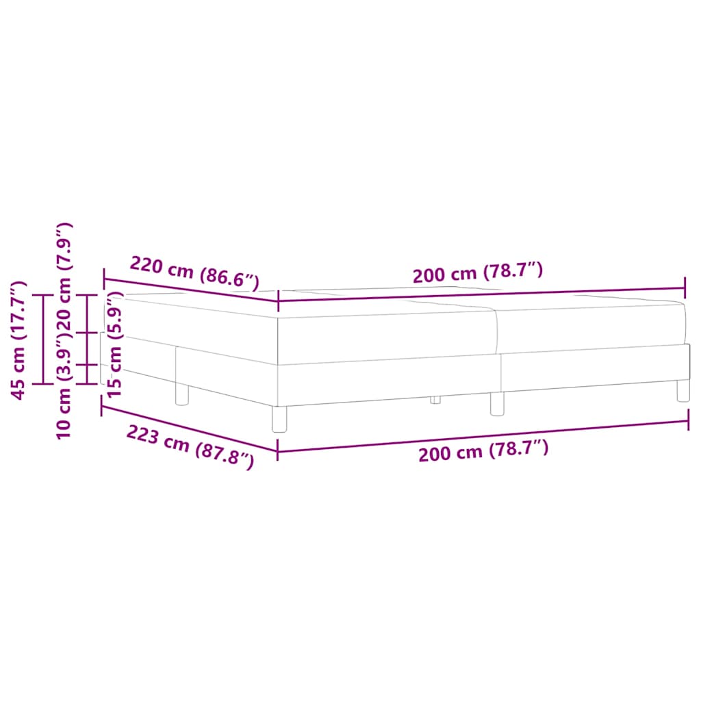 vidaXL Boxspringbett mit Matratze Dunkelgrau 200 x 220 cm Stoff