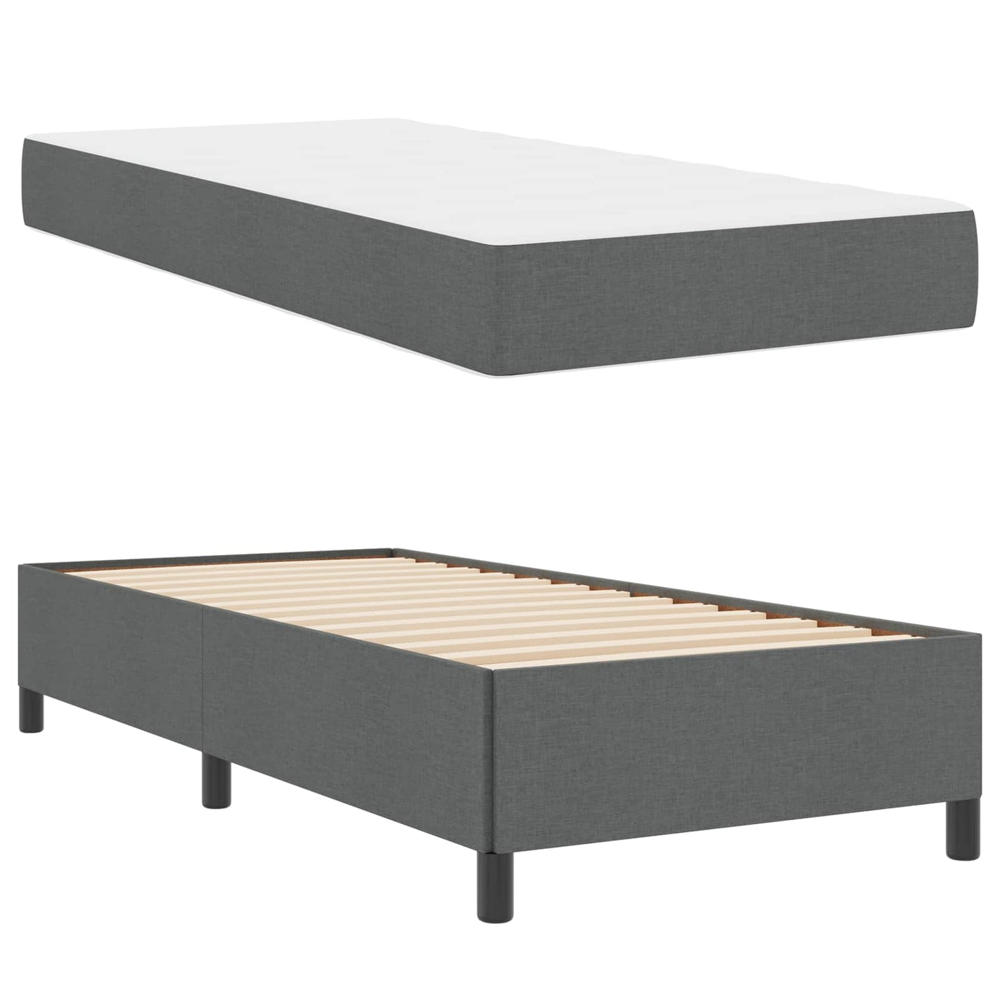 Boxspringbett mit Matratze Dunkelgrau 90 x 190 cm Stoff