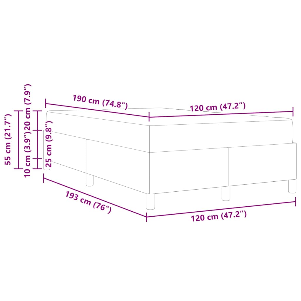 Boxspringbett Schwarz 120 x 190 cm Stoff