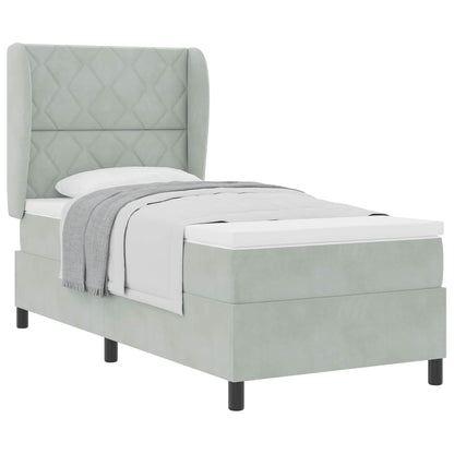 Boxspringbett mit Matratze Hellgrau 190 x 90 cm Polyester