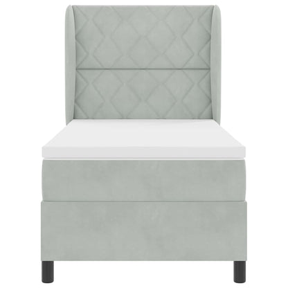 Boxspringbett mit Matratze Hellgrau 190 x 90 cm Polyester