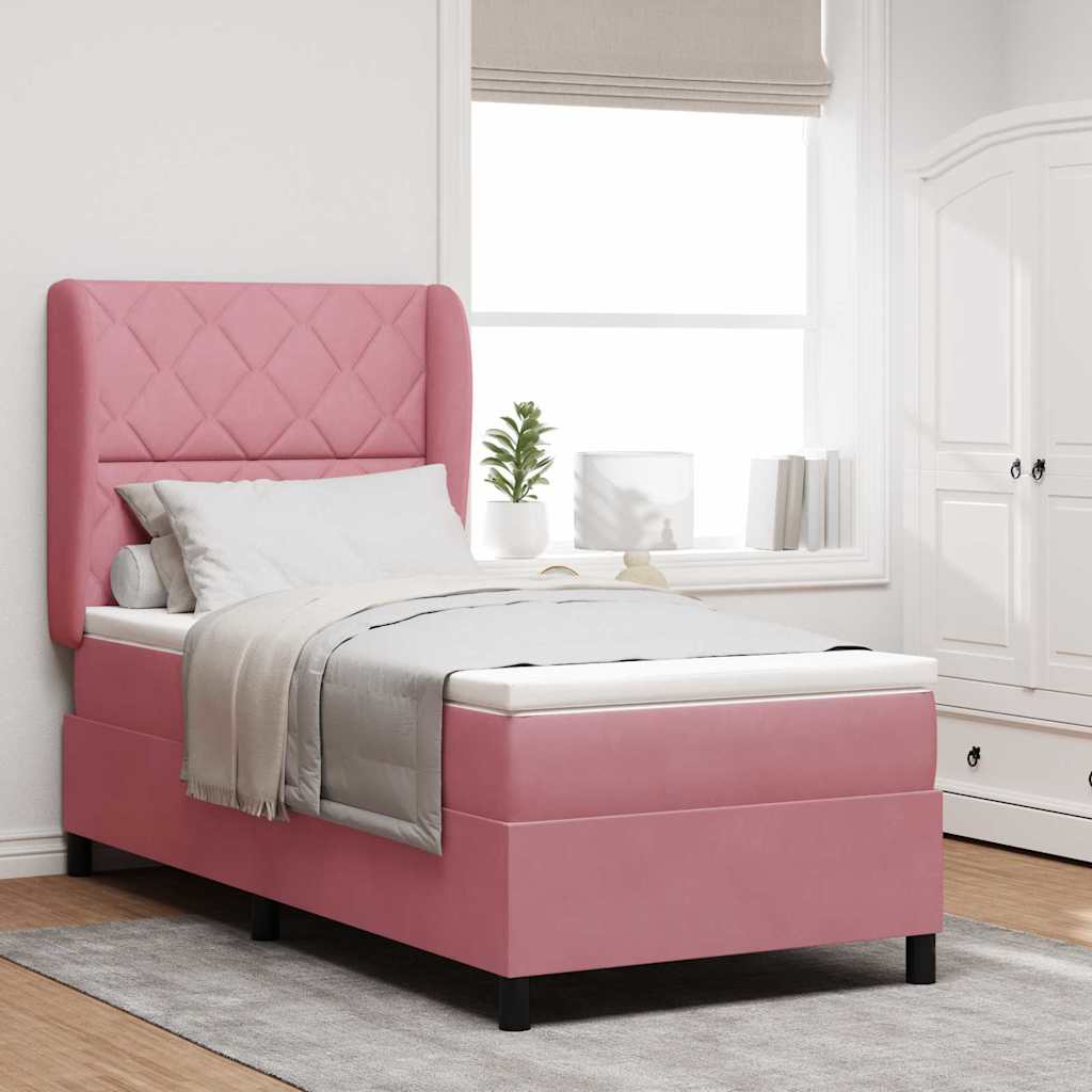 Boxspringbett mit Matratze Rosa 200 x 90 cm Polyester