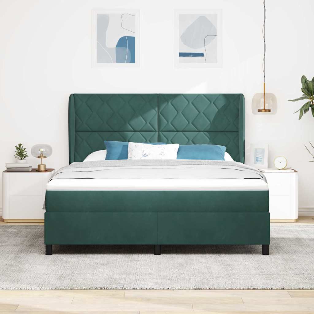 vidaXL Boxspringbett mit Matratze Dunkelgrün 200 x 180 cm Polyester