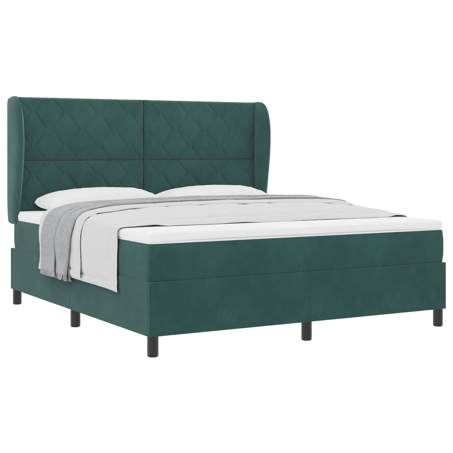 vidaXL Boxspringbett mit Matratze Dunkelgrün 200 x 180 cm Polyester