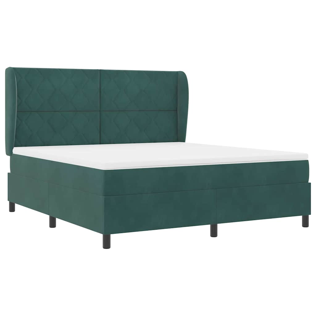 vidaXL Boxspringbett mit Matratze Dunkelgrün 200 x 180 cm Polyester