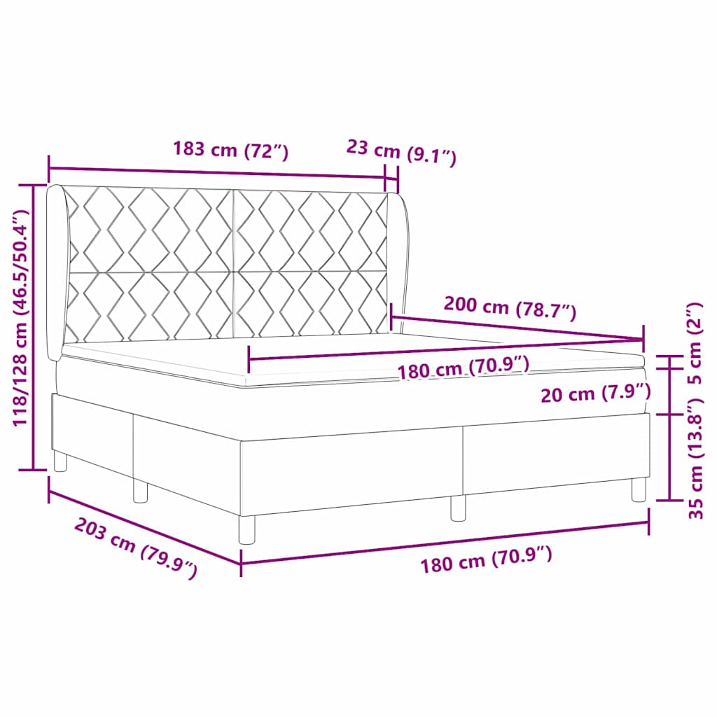 vidaXL Boxspringbett mit Matratze Dunkelgrün 200 x 180 cm Polyester